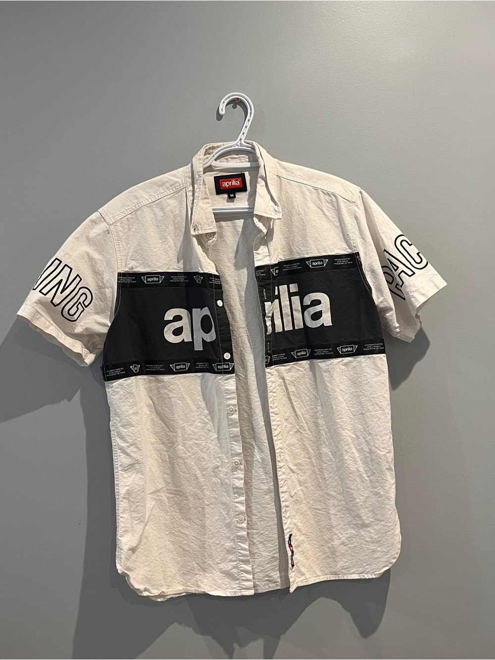 vintage aperilla stylish oversized button up black and white print (DETAILS)